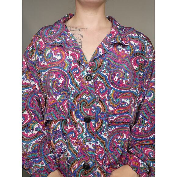 Vtg Funky 80s Colorful Paisley Psychedelic Button Up Jacket Windbreaker Sz Sm` - Picture 6 of 8